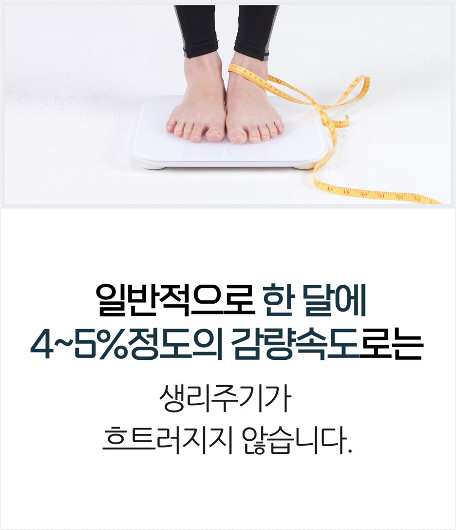 한 달에 4~5% 정도의 감량 속도면 생리주기가 흐트러지지 않습니다