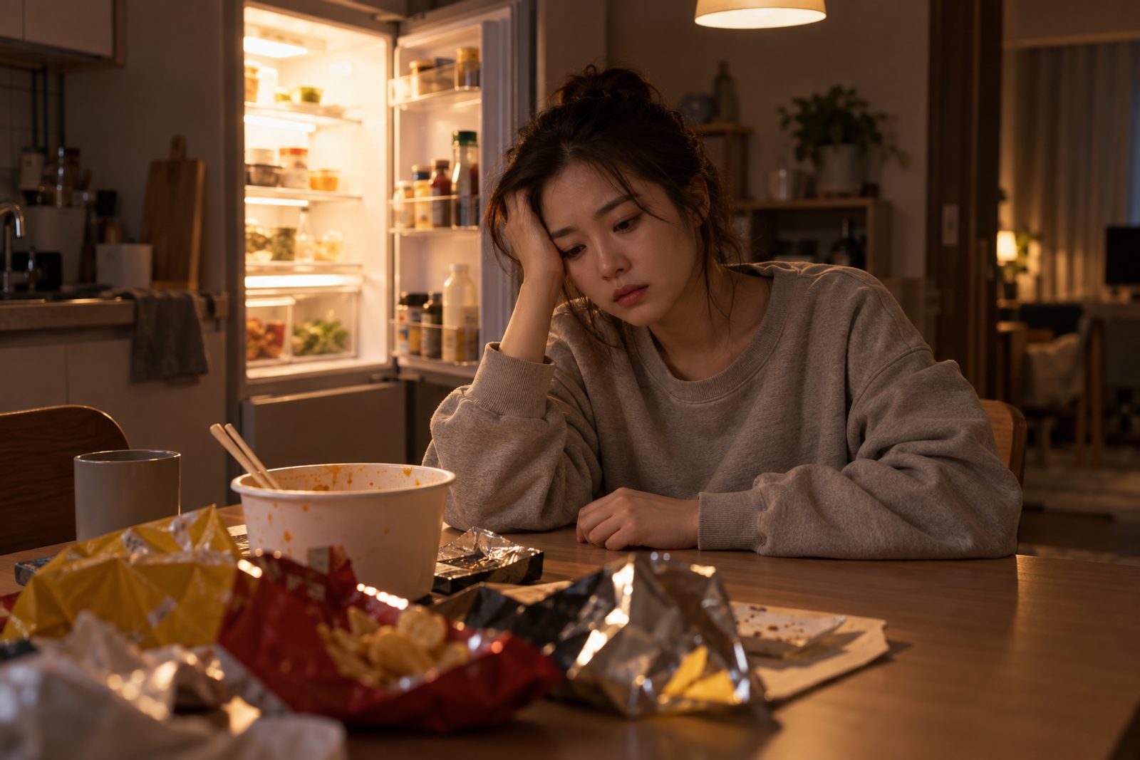참다 참다 한 번에 몰아서 먹게 된다면 — 폭식, 배고픔 폭식·감정 폭식·잠 부족·혈당 요동·폭식장애 이렇게 갈립니다