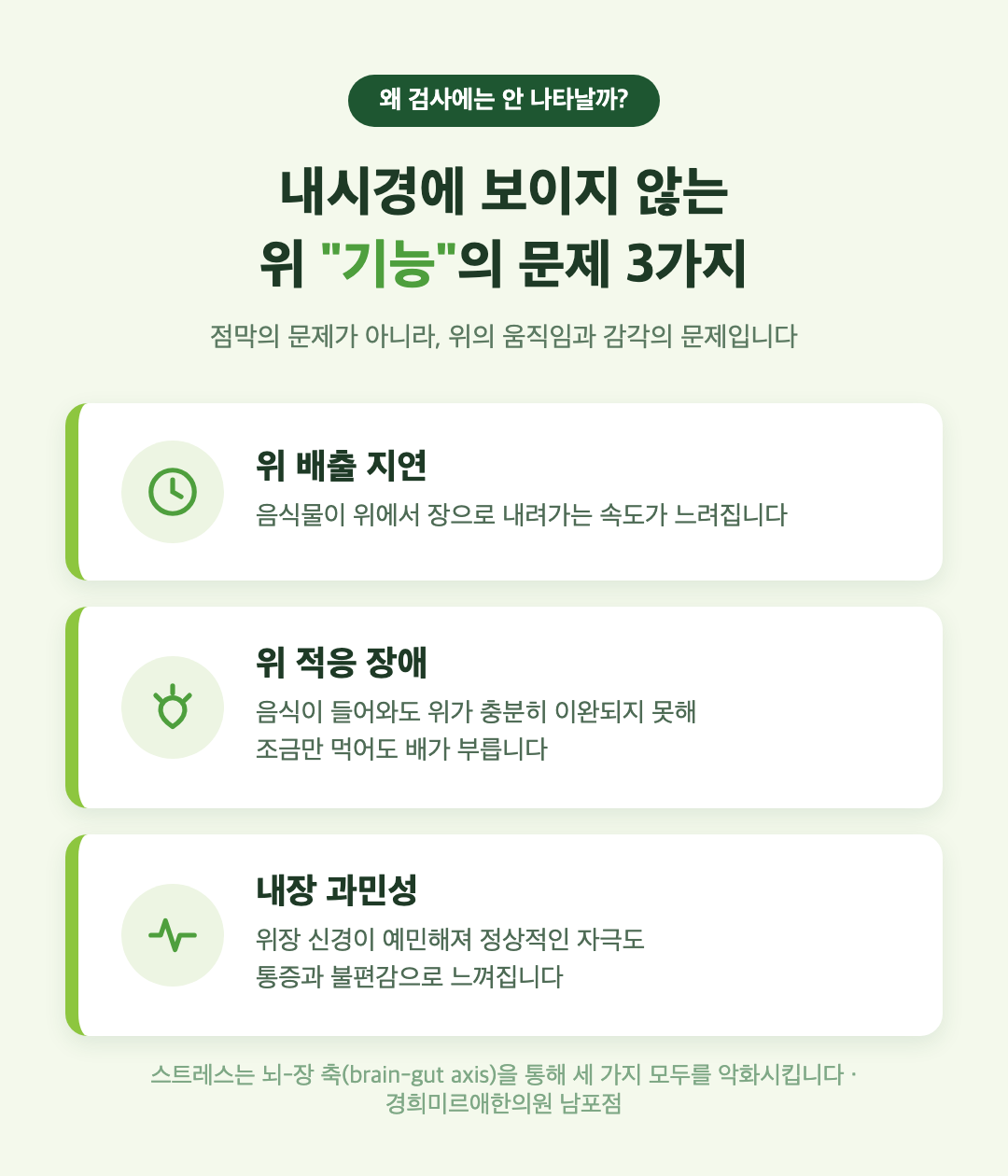 내시경에 보이지 않는 위 기능의 문제 3가지 — 위 배출 지연, 위 적응 장애, 내장 과민성