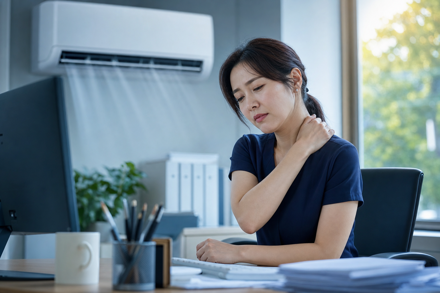에어컨만 켜면 어깨·목이 뭉치는 이유는? — 여름 냉방 통증, 이렇게 풀어야 합니다